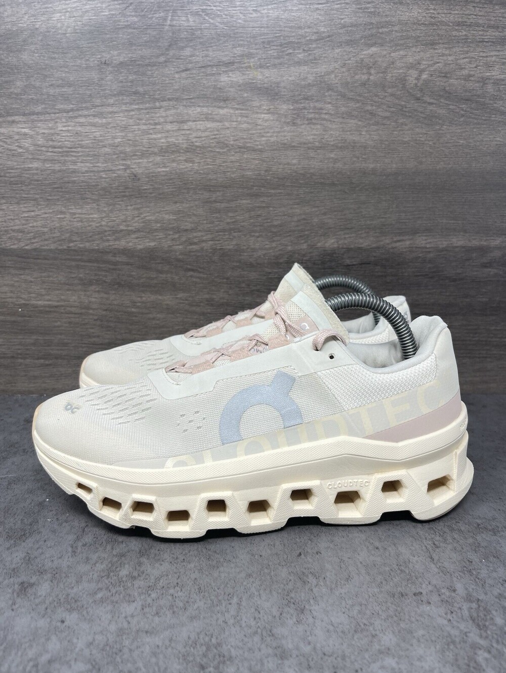 On Cloudmonster 2 Womens Size 8.5 Undyed White Pink CloudTec Running Shoes
